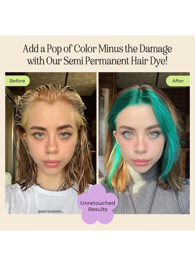 INH Semi Permanent Hair Color Emerald, Color Depositing Conditioner, Temporary Hair Dye, Tint Conditioning Hair Mask, Safe, Green Hair Dye - 6oz - Image 2